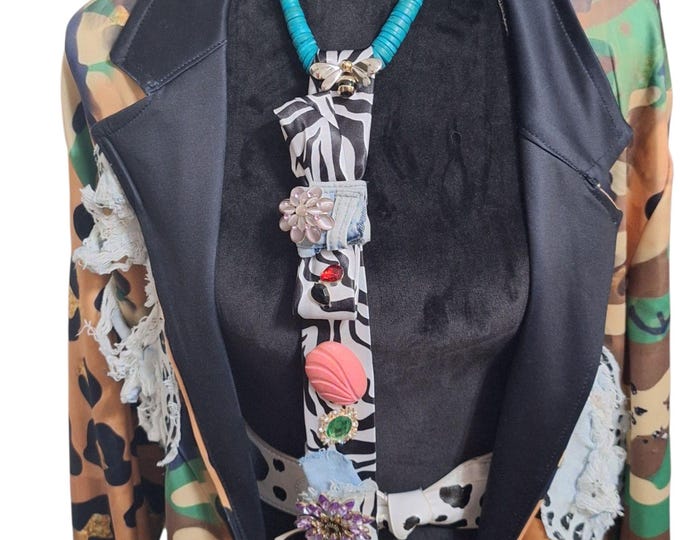 Fashion Custom embellished zebra print neck tie, neck tie.