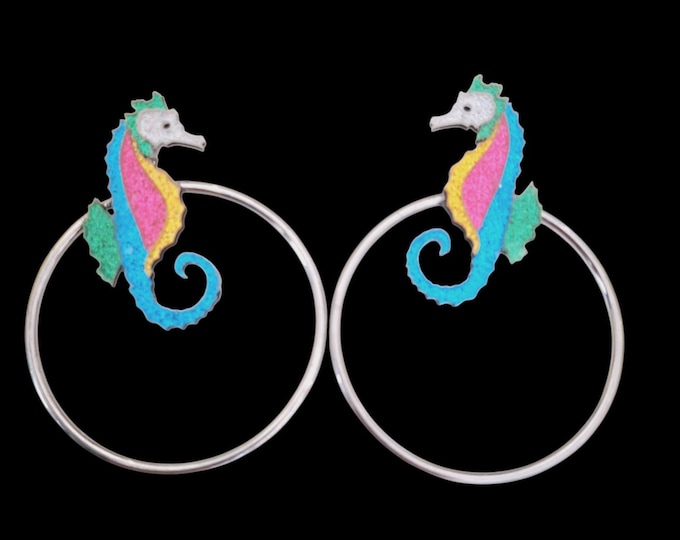 Mermaid silver plated hoop earrings. Hoop earrings,  Statement Earrings.