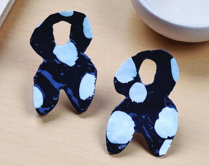 Handmade Polka Dot Polymer Clay Statement Earrings