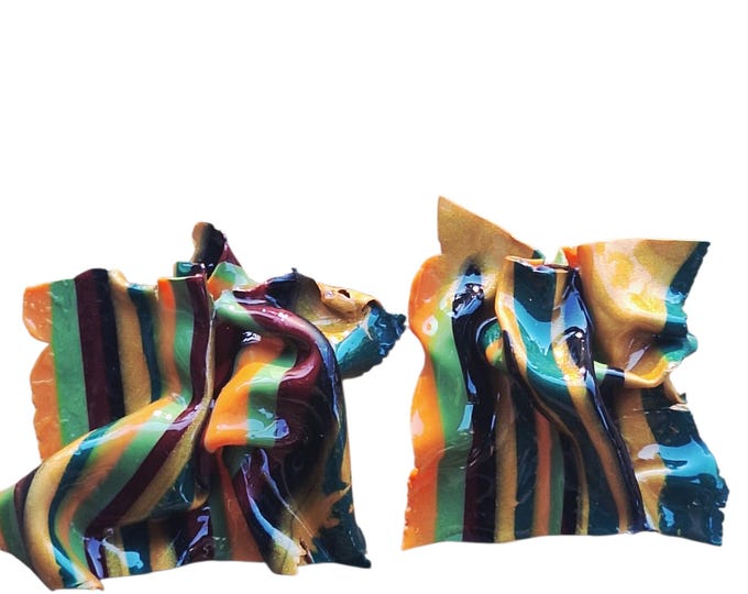 Hand-Sculpted Striped Polymer Clay Statement Earrings