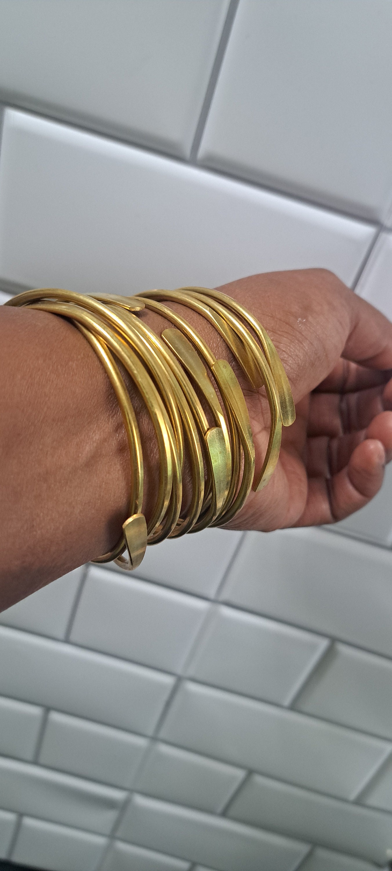 Stackable gold bangles best sale