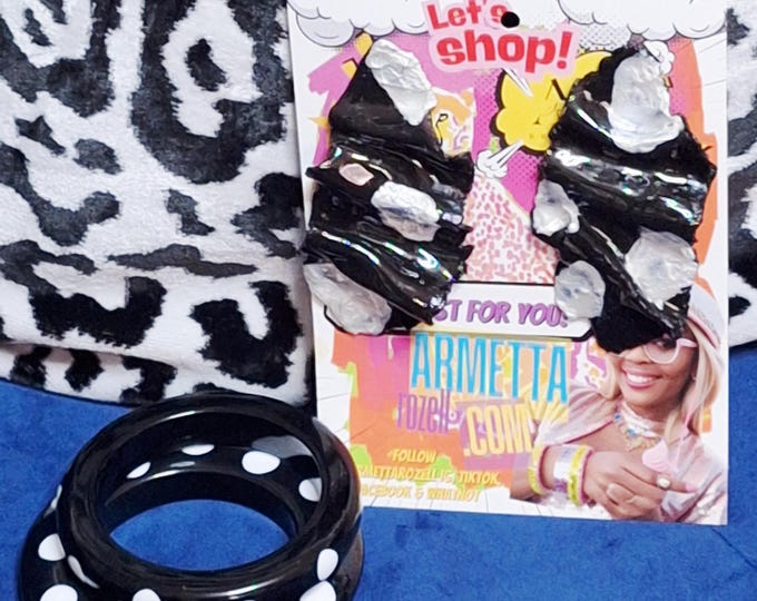 Polka Dot Chunk Bangles and  earring set: Chunky Vibrant Bangle Bracelet set