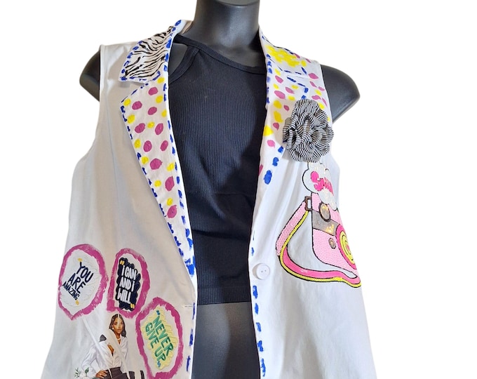 Upcycled Broken Affirmations Blazer - Upcycled vest