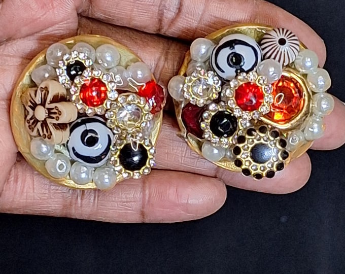 Bejeweled Beaded Statement Earrings: Beaded stud earrings