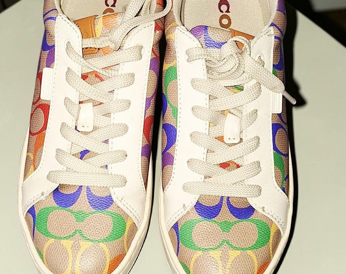 Authentic Preloved Coach sneakers: limited-edition Pride collection, size 7.5 women