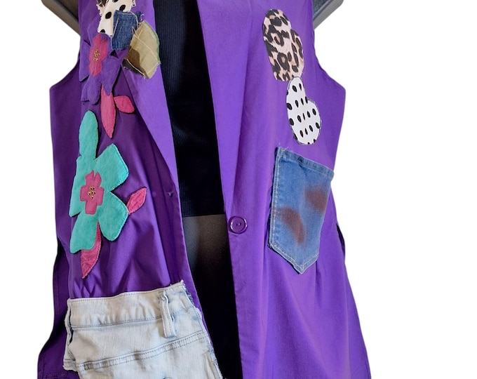Upcycled Prince Blazer - Upcycled Patchwork Denim Vest