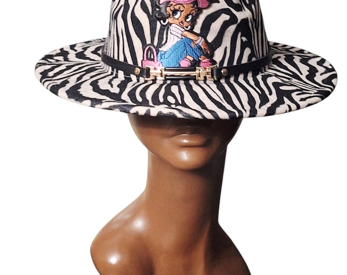 Zebra Fedora Hat: Patchwork hat