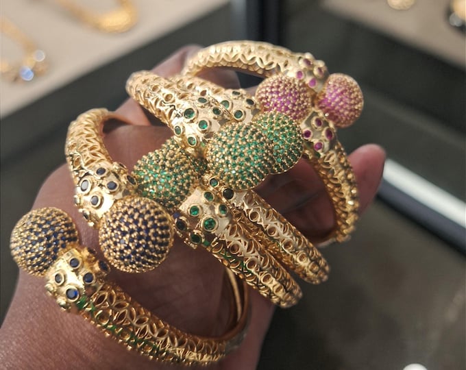 Gold Bling Hinged bangle bracelet