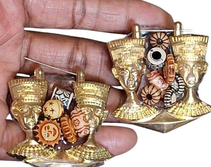 Nefertiti Gold Plated Hoop Earrings: Animal Print Statement Jewelry