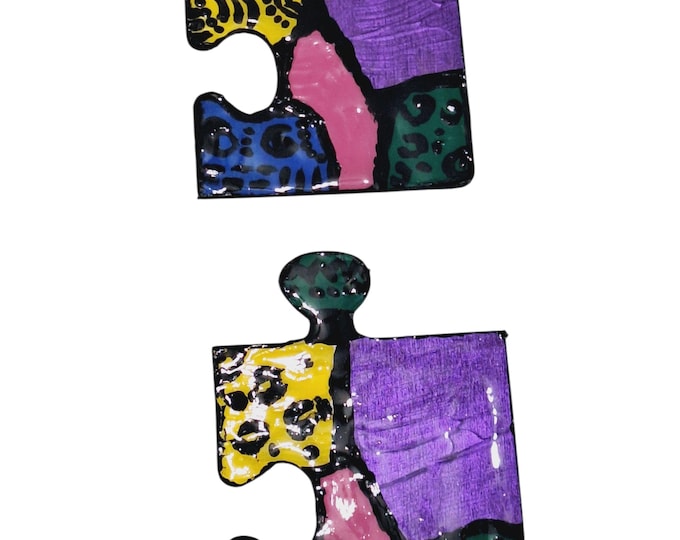 Handmade African Inspired Geometric Sculptured  Earrings, bold Very Light Weight oversized hand painted Earrings, Edgy Earrings