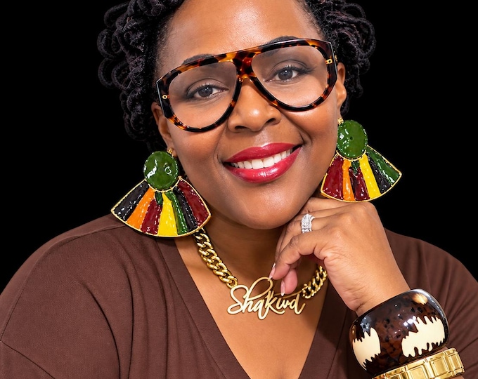 Handmade Fall Striped Statement Earrings: Geometric Polymer Clay Earrings.