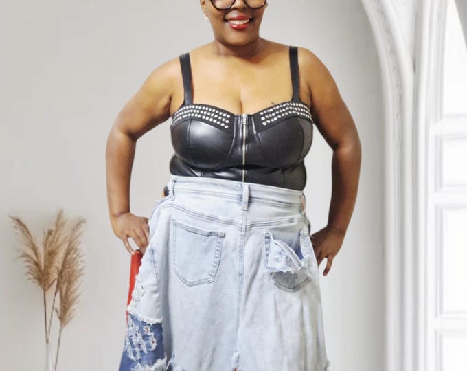 Upcycled Denim Distressed Skirt Belt