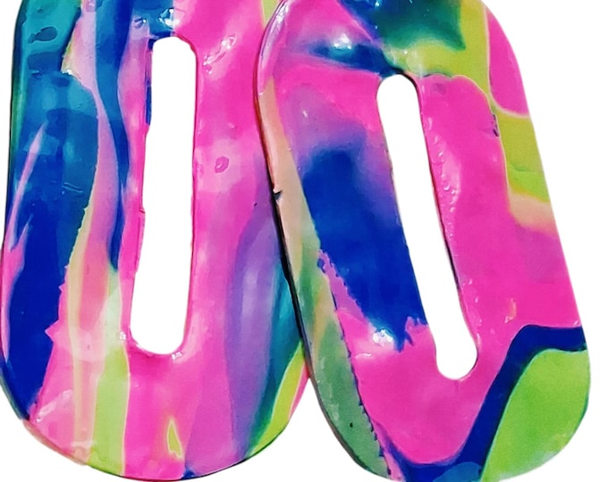 Oversized Abstract Polymer Clay Rainbow Resin Earrings, Polymer Clay Earrings, Clay Earrings, Statement Earrings, Bold Earrings