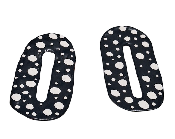 Handmade Polka Dot Geometric Sculptured Polymer Clay Earrings, bold Very Light Weight oversized Clay Earrings, Edgy Earrings