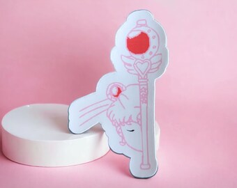 Sailor Moon Pink Scepter Sticker, Vintage-Inspired Art for Laptops, Adorable Gift for Anime Lovers, Cute Magical Girl Decal for Notebooks
