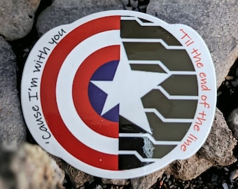 Captain America Shield Sticker, Winter Soldier Bucky Barnes Art, Marvel Superhero Sticker, Fun Gift for Fans