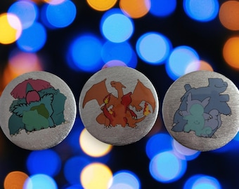 Pokemon Buttons, Retro 1st Generation Badge Set for Kids and Adults, Fun Gift Idea for Gamers and Collectors, Pokemon Stickers