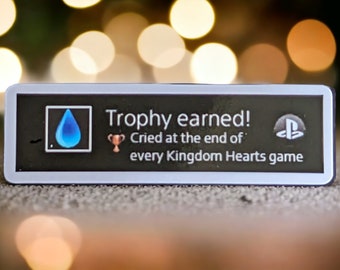 Trophy Earned Gaming Sticker, Kingdom Hearts, Funny Video Game Sticker, PS4 trophy, Gift for Gamer, Laptop Sticker