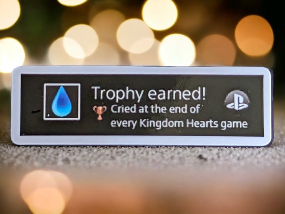 Trophy Earned Gaming Sticker, Kingdom Hearts, Funny Video Game Sticker, PS4 trophy, Gift for Gamer, Laptop Sticker