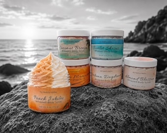 Luxury Whipped Rice Body Scrub – 6 oz Exfoliating Body Polish – Emulsified Formula – Deep Moisture Spa Gift