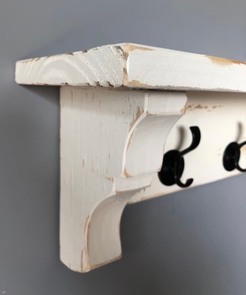 Entryway Shelf With Hooks Rustic Shelf With Hooks Coat Etsy