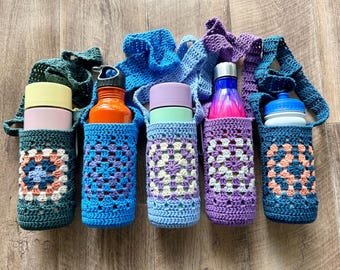 Granny Square Drink Bottle Holder Crochet Pattern
