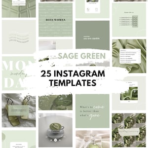 25 Instagram Post Templates Canva | Sage Green IG Templates - Canva Designs