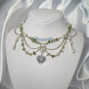 Customized Crystal & Pearl Necklace, Handmade Fairycore Jewelry, Natural Stone with Pendant Options