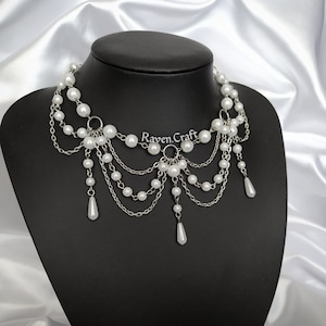 Pearl Necklace, Fairy Aesthetic Victorian Jewelry, Handmade
