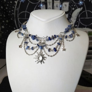 Navy Blue Sodalite Necklace. Personalized Crystal Jewelry.