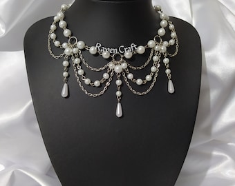Pearl Necklace, Fairy Aesthetic Victorian Jewelry, Handmade