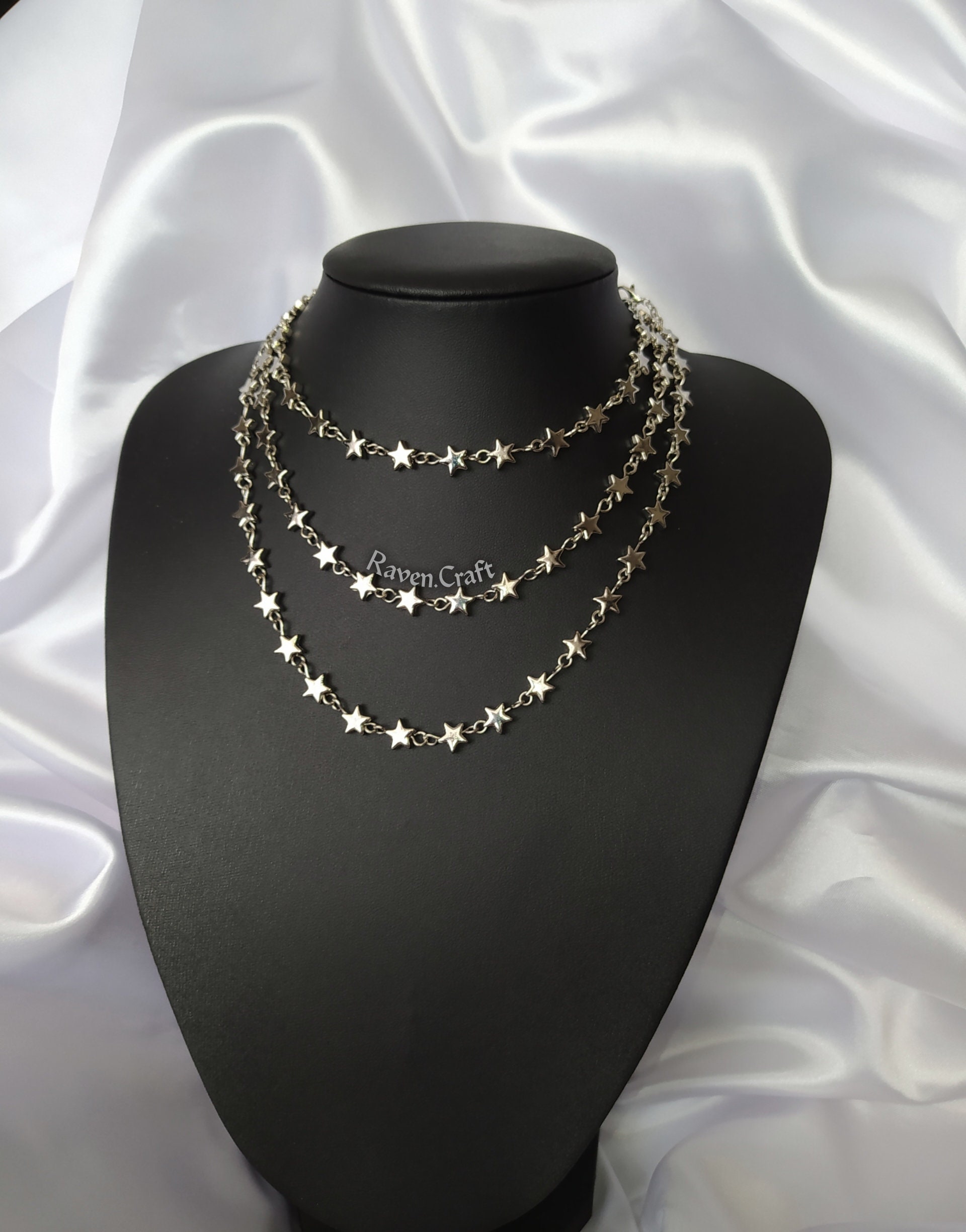 Silver Color Star Necklace, Celestial Minimal Jewelry, Chain Choker. - Etsy