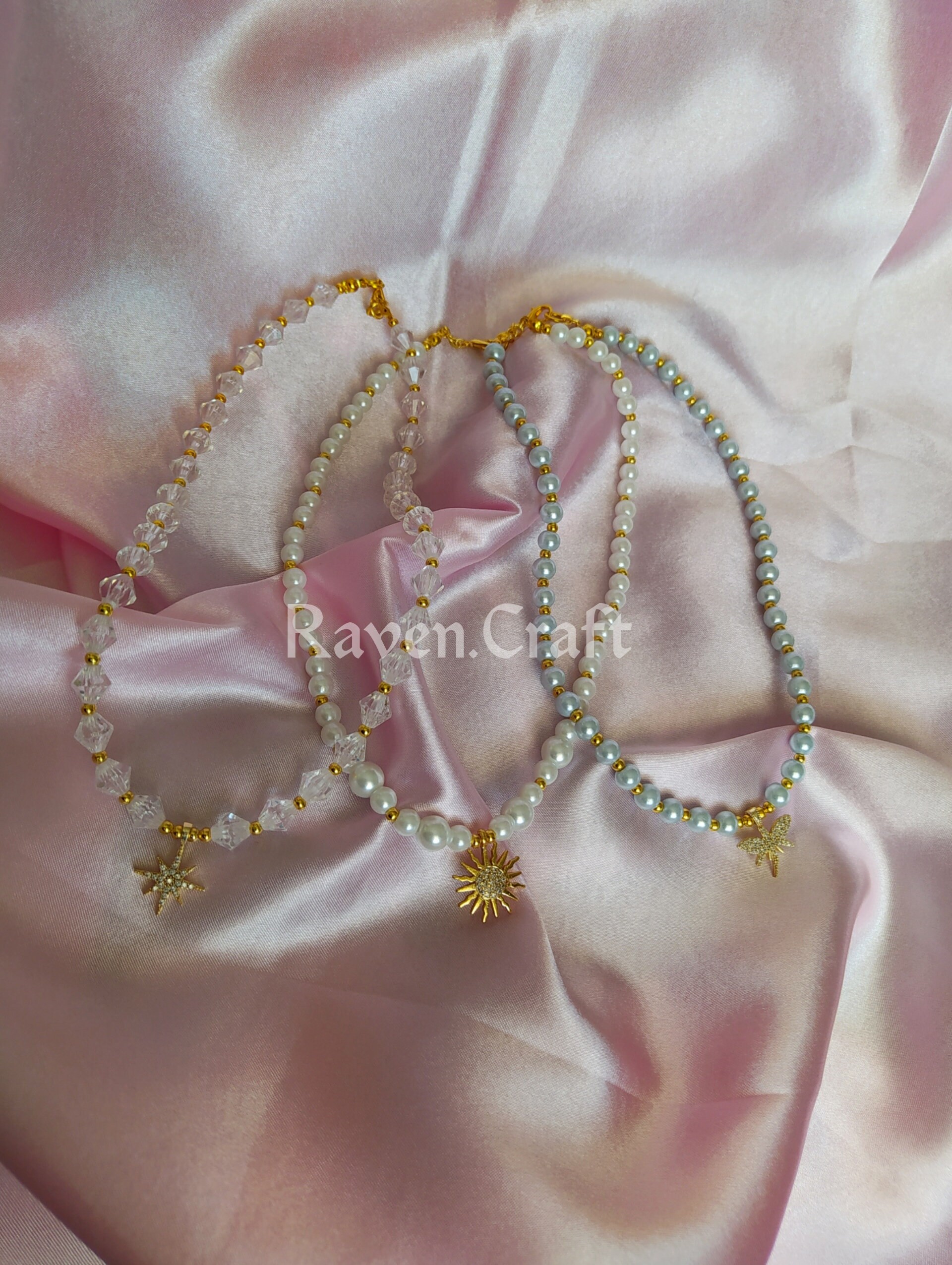 Pearl Necklace. Blue Pearl Pendant Necklaces. Gold Necklace Etsy