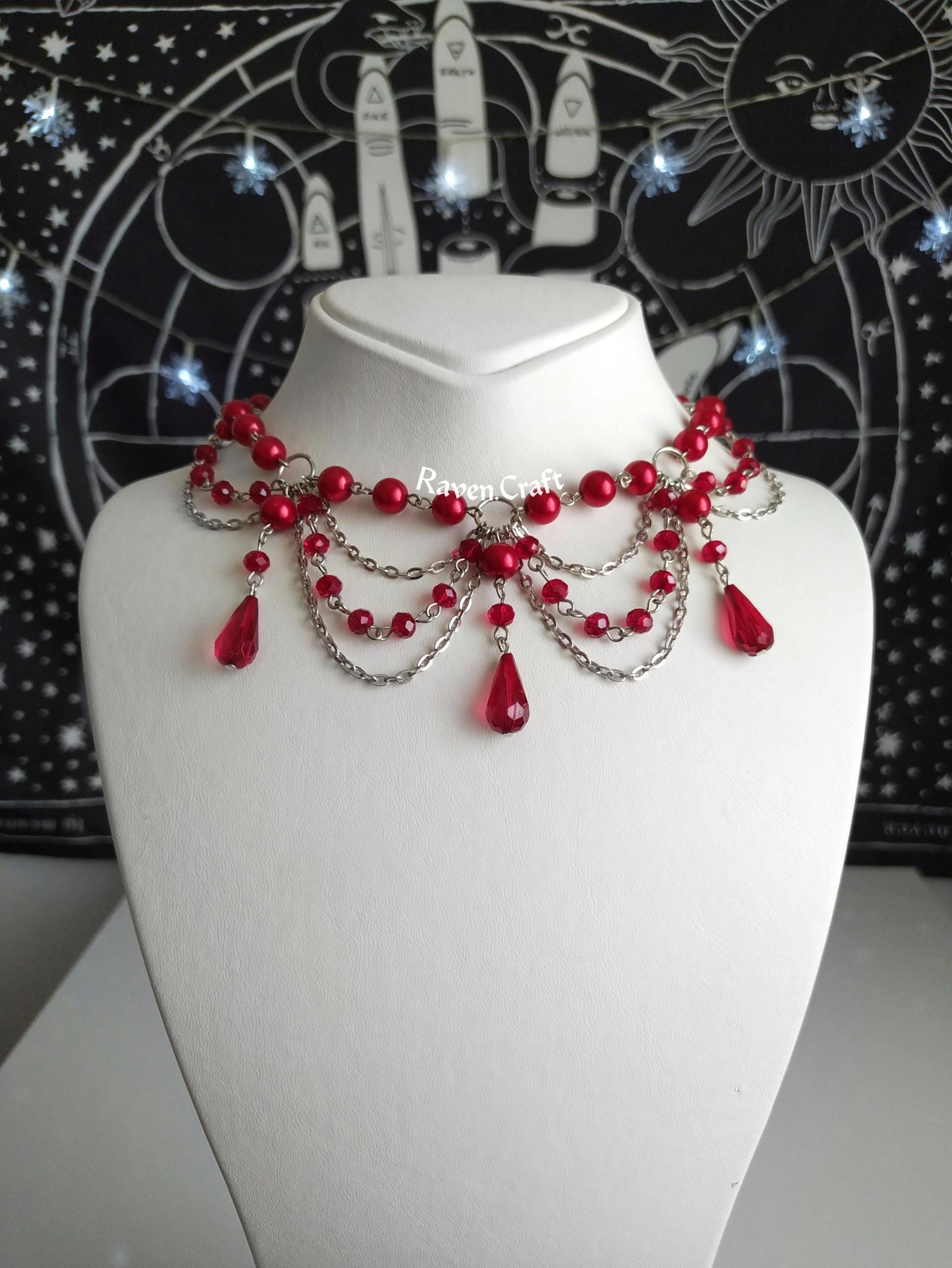 Collana Girocollo In Velluto Rossa Con Ciondolo Cuore | Regolabile Con Catena Di Estensione | Gioiello Gotico E Vintage Per Donne E Ragazze - 5