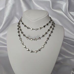 Silver Star Necklace, Celestial Minimal Jewelry, Chain Choker.