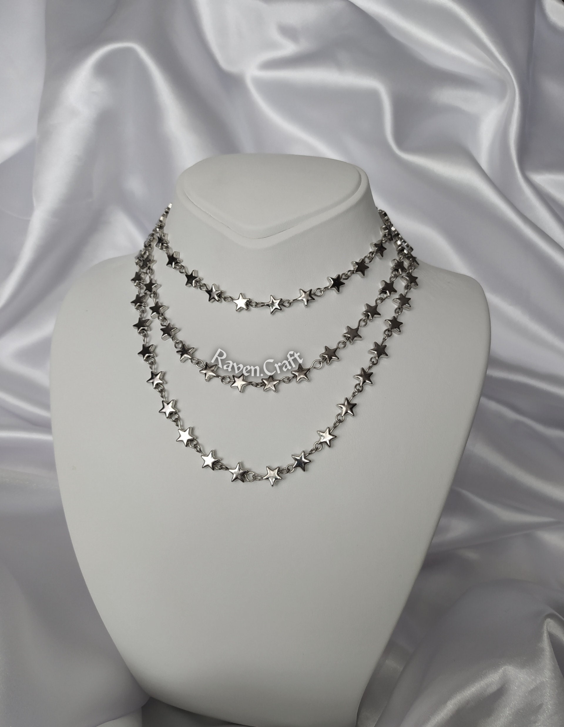 Silver Color Star Necklace, Celestial Minimal Jewelry, Chain Choker. - Etsy