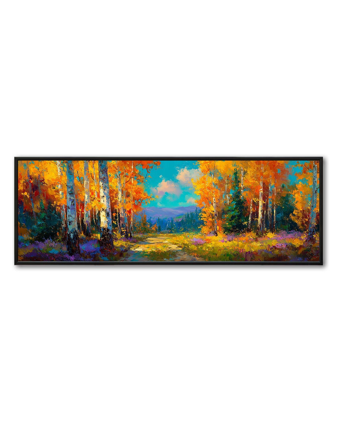 Autumn Birch Forest Path – Vibrant Fall Landscape Wall Art Print ...
