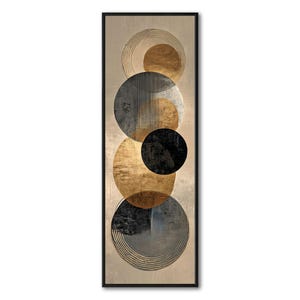 Geometric Circle Art Modern Abstract Print Gold Black Minimalist Wall Decor