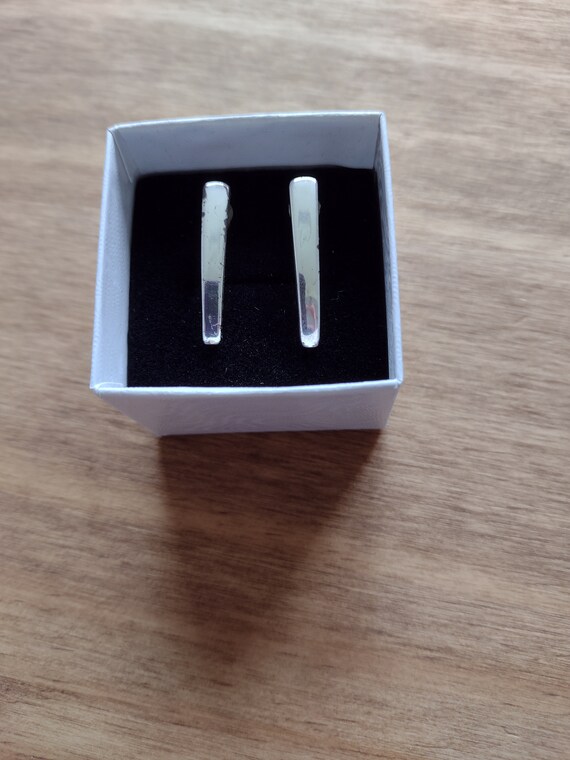 Vintage Silver Plated Rectangular Earring Studs - image 1