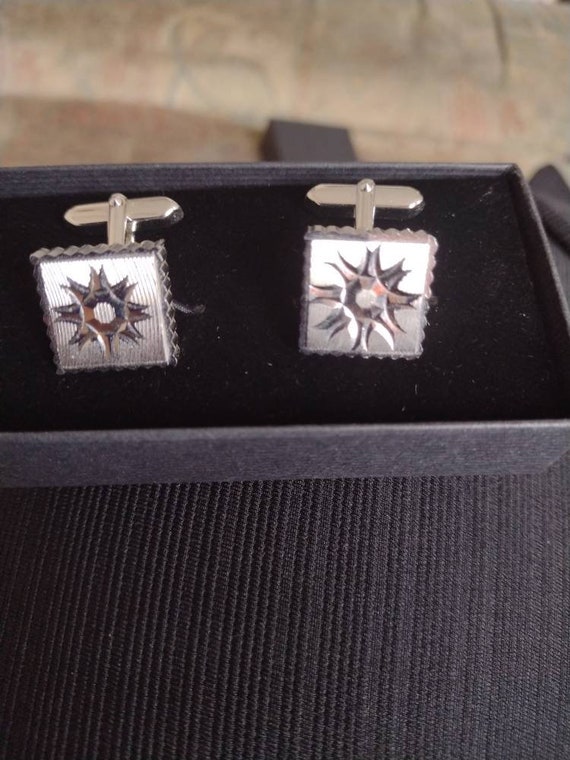 T.M.Lewin Mens Silver and Rose Gold Square Cufflinks