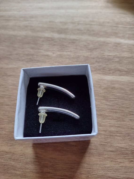 Vintage Silver Plated Rectangular Earring Studs - image 2