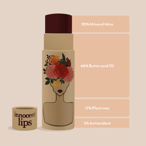 Bálsamo labial FEMININE Jasmine Rose: vegano, sin residuos, sin parabenos. Nutre los labios de forma natural con un toque floral y un rico tinte vino. imagen 7