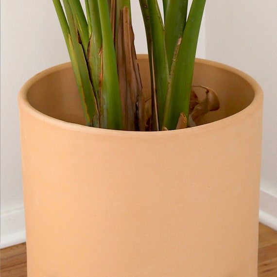 Ceramic Cylinder Pot for Plant Optional Saucer 2022 Natural Terracotta