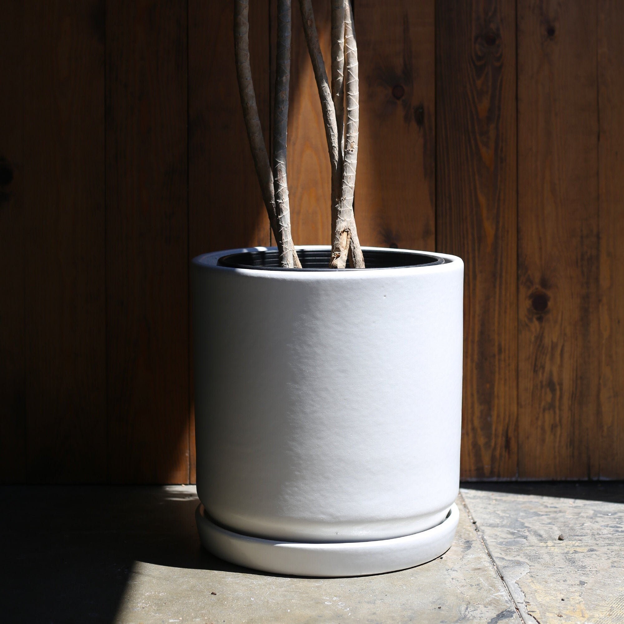 Ceramic Cylinder Pot for Plant Optional Saucer 2022 Natural Terracotta