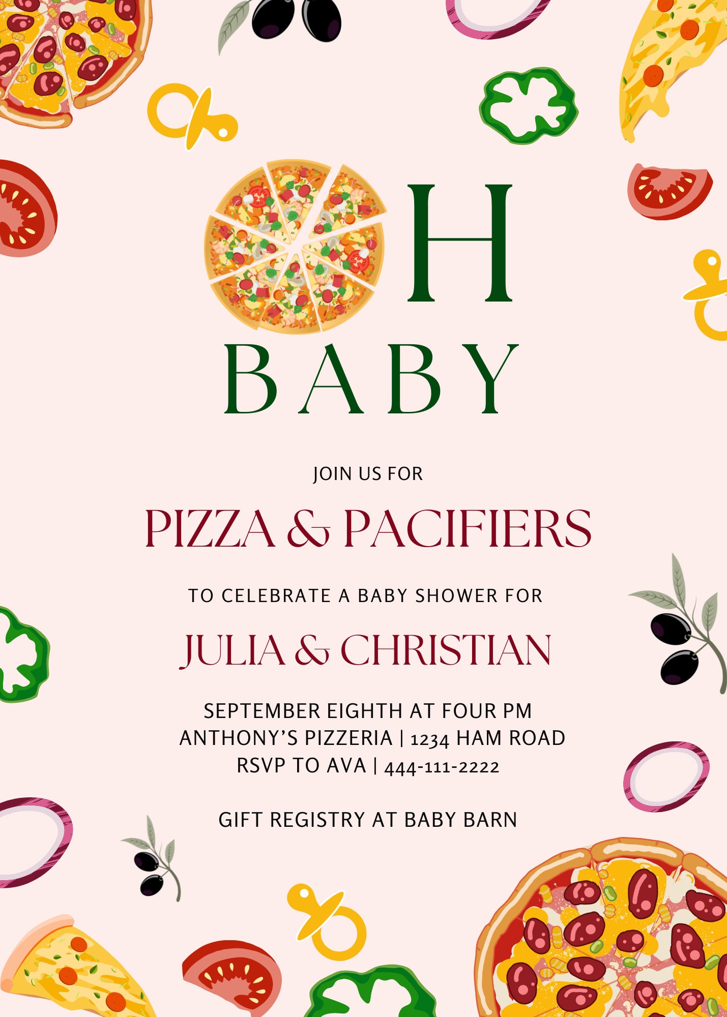 Sursurprise Pizza & Pacifiers Baby Shower Banner & Garland - Fast Food Themed Party Decorations - View #12