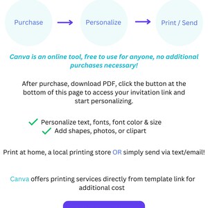Pode incluir: Um modelo Canva para um convite imprim&iacute;vel. O modelo &eacute; gratuito e pode ser personalizado com texto, fontes, cores, formas, fotos ou clipart. O modelo pode ser impresso em casa ou em uma gr&aacute;fica local, ou enviado por mensagem de texto ou e-mail.