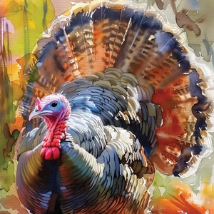 Wild Turkey Watercolor Art Print, Rustic Fall Wildlife Painting ...