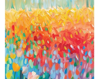 Impressionist Floral Print For Her, Colorful Wall Art, Flower Decor For Mom, Tulips Or Roses Abstract Landscape, Spring Painting For Women