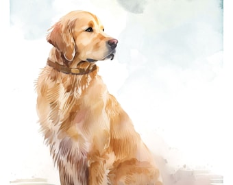 Golden Retriever Watercolor Print Dog Painting Golden Wall Hanging Fine Art Dog Decor Retriever Gift Pet Artwork