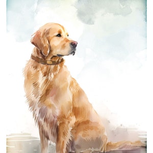 Golden Retriever Watercolor Print Dog Painting Golden Wall Hanging Fine Art Dog Decor Retriever Gift Pet Artwork
